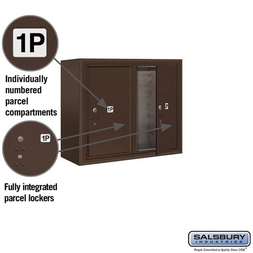 6 Door High Surface Mounted 4C Horizontal Parcel Locker with 2 Parcel Lockers in Bronze with USPS Access
