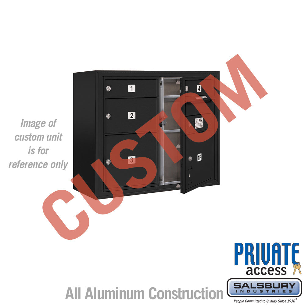 Surface Mounted 4C Horizontal Mailbox Unit - Double Column - 6 Door High - Black - Private Access