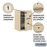 6 Door High Surface Mounted 4C Horizontal Mailbox with Private Access in Sandstone