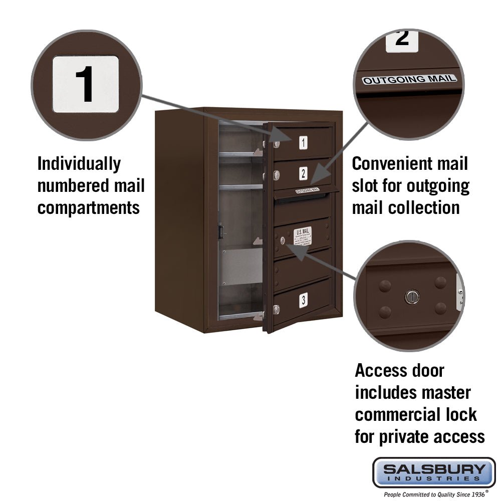 6-Door High Surface Mounted Bronze Mailbox with Private Access