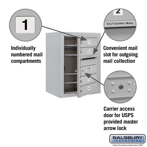 6 Door High Surface Mounted 4C Horizontal Mailbox with USPS Access