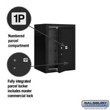 6-Door Surface Mounted Parcel Locker with Private Access in Black