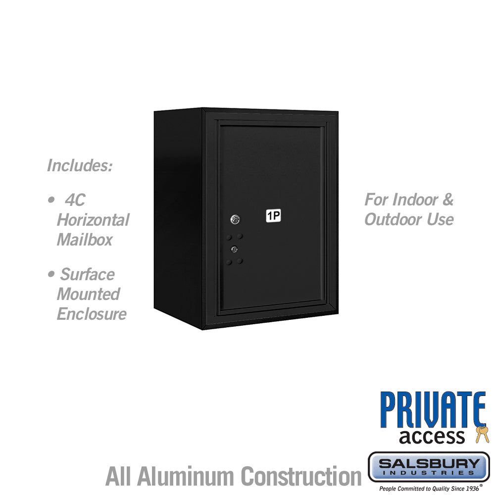 6-Door Surface Mounted Parcel Locker with Private Access in Black