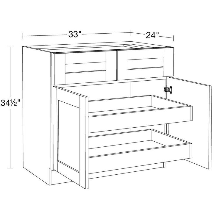 Home Decorators Collection Washington 33 in. W x 24 in. D x 34.5 in. H Assembled Plywood Base Kitchen Cabinet in Onyx with Soft Close Doors