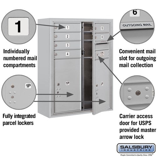 10 Door High Surface Mounted 4C Horizontal Mailbox with Parcel Lockers and USPS Access