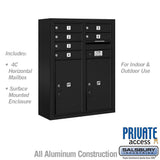 10 Door High Surface Mounted 4C Horizontal Mailbox with Parcel Lockers in Black