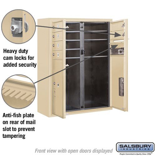 10 Door High Surface Mounted 4C Horizontal Mailbox with Parcel Lockers in Sandstone