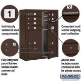 10 Door High Surface Mounted 4C Horizontal Mailbox with Parcel Lockers in Bronze