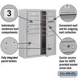 10 Door High Surface Mounted 4C Horizontal Mailbox with Parcel Lockers and USPS Access