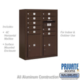 10 Door High Surface Mounted Parcel Locker with 4 Parcel Lockers in Bronze for USPS Access