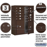 10-Door Surface Mounted Mailbox with Parcel Lockers in Bronze