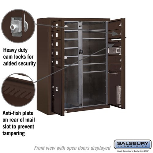 10-Door Surface Mounted Mailbox with Parcel Lockers in Bronze