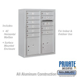 10 Door High Surface Mounted 4C Horizontal Mailbox with Parcel Lockers in Aluminum