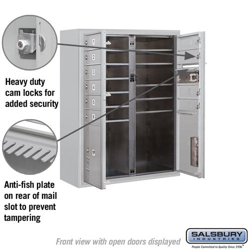 10 Door High Surface Mounted 4C Horizontal Mailbox with Parcel Lockers in Aluminum