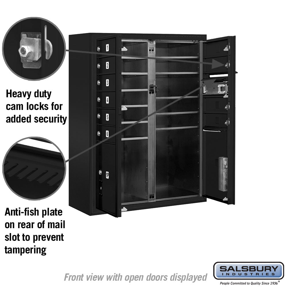 10 Door High Surface Mounted 4C Horizontal Mailbox with Parcel Lockers in Black