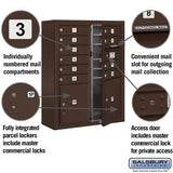 10 Door High Surface Mounted 4C Horizontal Mailbox with Parcel Lockers in Bronze