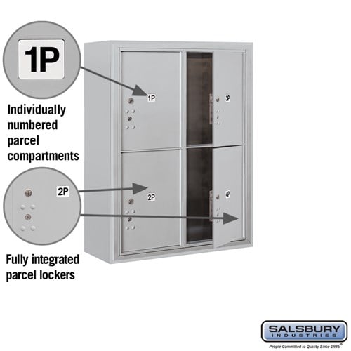 10-Door Surface Mounted Parcel Locker with 4 Parcel Lockers, Aluminum, USPS Access