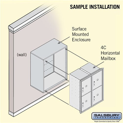 10-Door Surface Mounted Parcel Locker with 4 Parcel Lockers, Aluminum, USPS Access