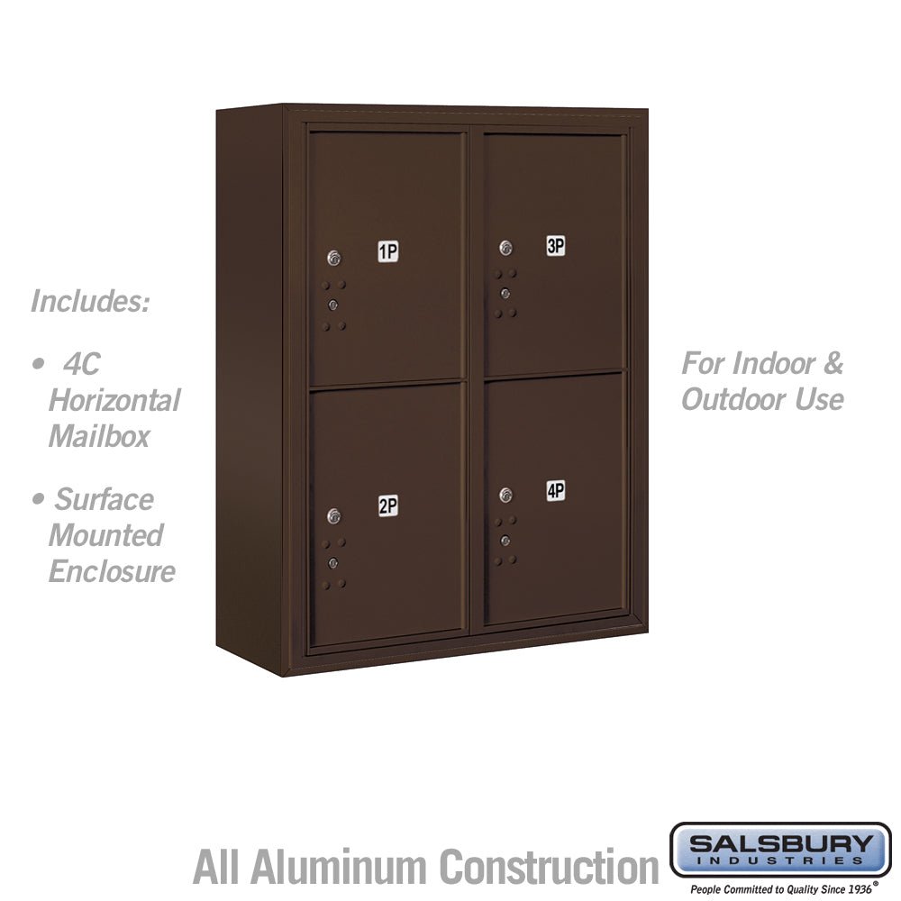 10 Door High Surface Mounted Parcel Locker with 4 Parcel Lockers in Bronze for USPS Access
