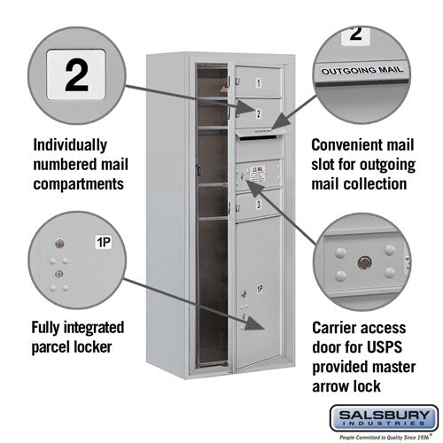 10-Door Surface Mounted 4C Horizontal Mailbox with Parcel Locker