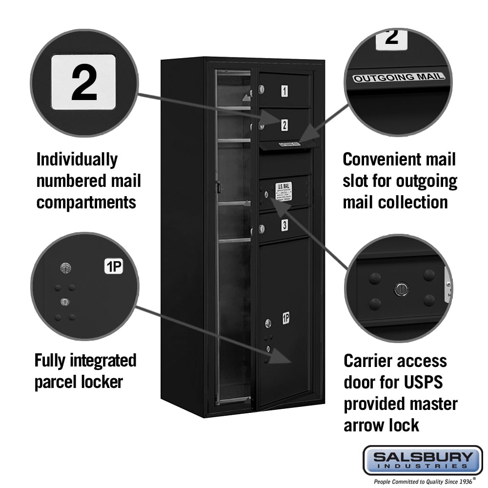 10-Door Surface Mounted Mailbox with Parcel Locker and USPS Access