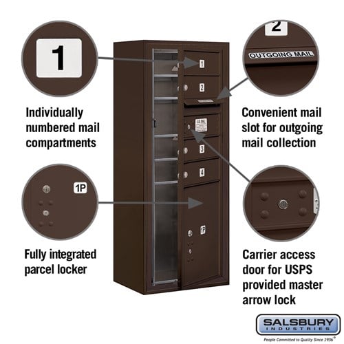 10 Door High Surface Mounted 4C Horizontal Mailbox with Parcel Locker in Bronze