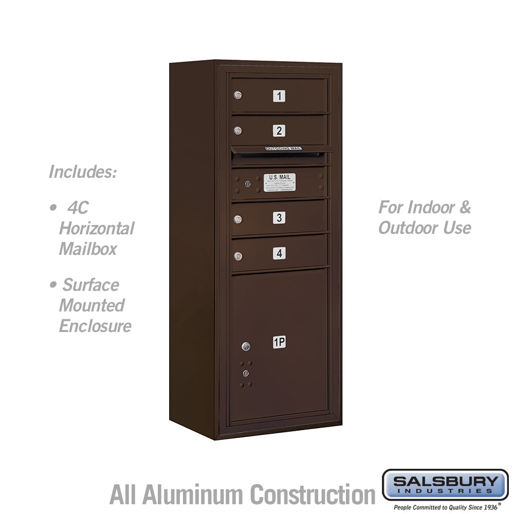 10 Door High Surface Mounted 4C Horizontal Mailbox with Parcel Locker in Bronze