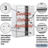 Surface Mounted 4C Horizontal Mailbox Unit - 11 Door High, Double Column, Custom Color, Front Loading, Private Access