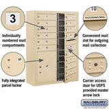 11 Door High Surface Mounted 4C Horizontal Mailbox with Parcel Locker in Sandstone
