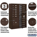 11 Door High Surface Mounted Mailbox with Parcel Locker in Bronze