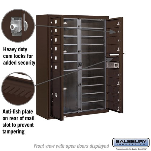 11 Door High Surface Mounted Mailbox with Parcel Locker in Bronze