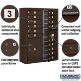 11 Door High Surface Mounted 4C Horizontal Mailbox with Parcel Locker in Bronze