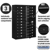 11 Door High Surface Mounted 4C Horizontal Mailbox with 20 Doors in Black with Private Access