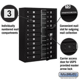 11 Door High Surface Mounted 4C Horizontal Mailbox with 20 Doors in Black with USPS Access