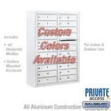 Surface Mounted 4C Horizontal Mailbox Unit - 11 Door High, Double Column, 20 MB1 Doors, Custom Color, Front Loading, Private Access