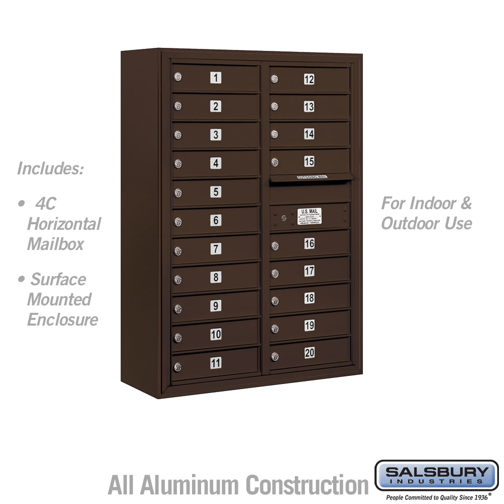 11 Door High Surface Mounted 4C Horizontal Mailbox with Parcel Locker in Sandstone