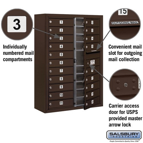 11 Door High Surface Mounted 4C Horizontal Mailbox with Parcel Locker in Sandstone