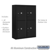 11 Door High Surface Mounted Parcel Locker with 4 Parcel Lockers in Black with USPS Access