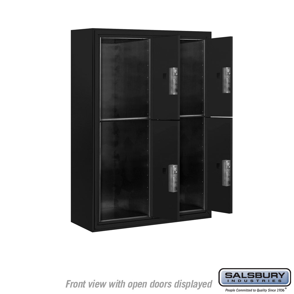 Salsbury Industries 11-Door High Surface Mounted 4C Parcel Locker, 4 Parcel Lockers, Black, USPS Access