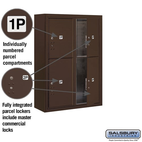 11-Door Surface Mounted Parcel Locker with 4 Parcel Lockers in Bronze