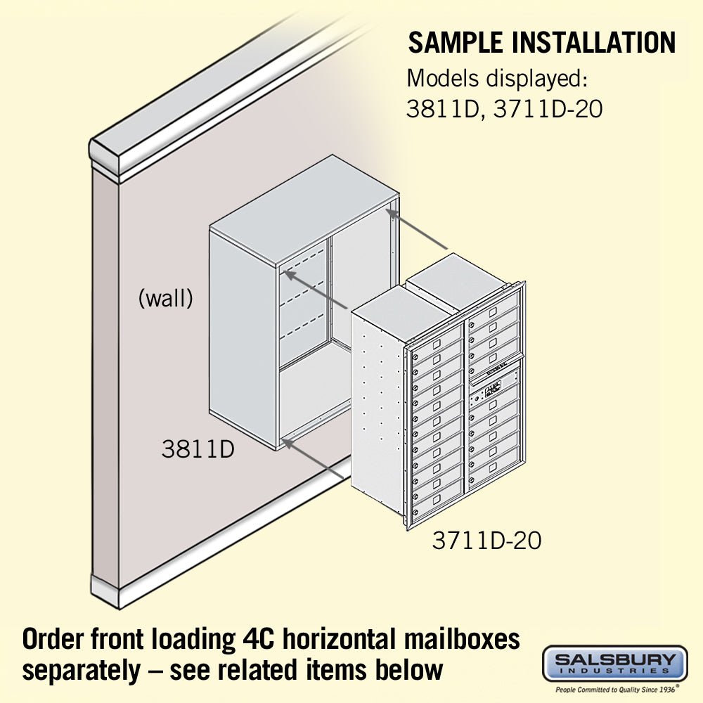Surface Mounted Enclosure for Double Column Mailbox - Black