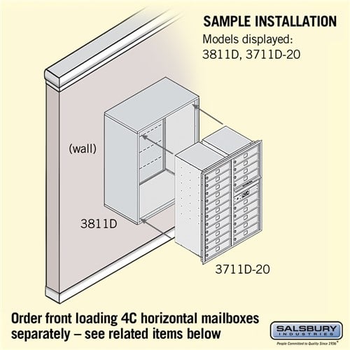 Surface Mounted Enclosure for Double Column Mailboxes - Bronze
