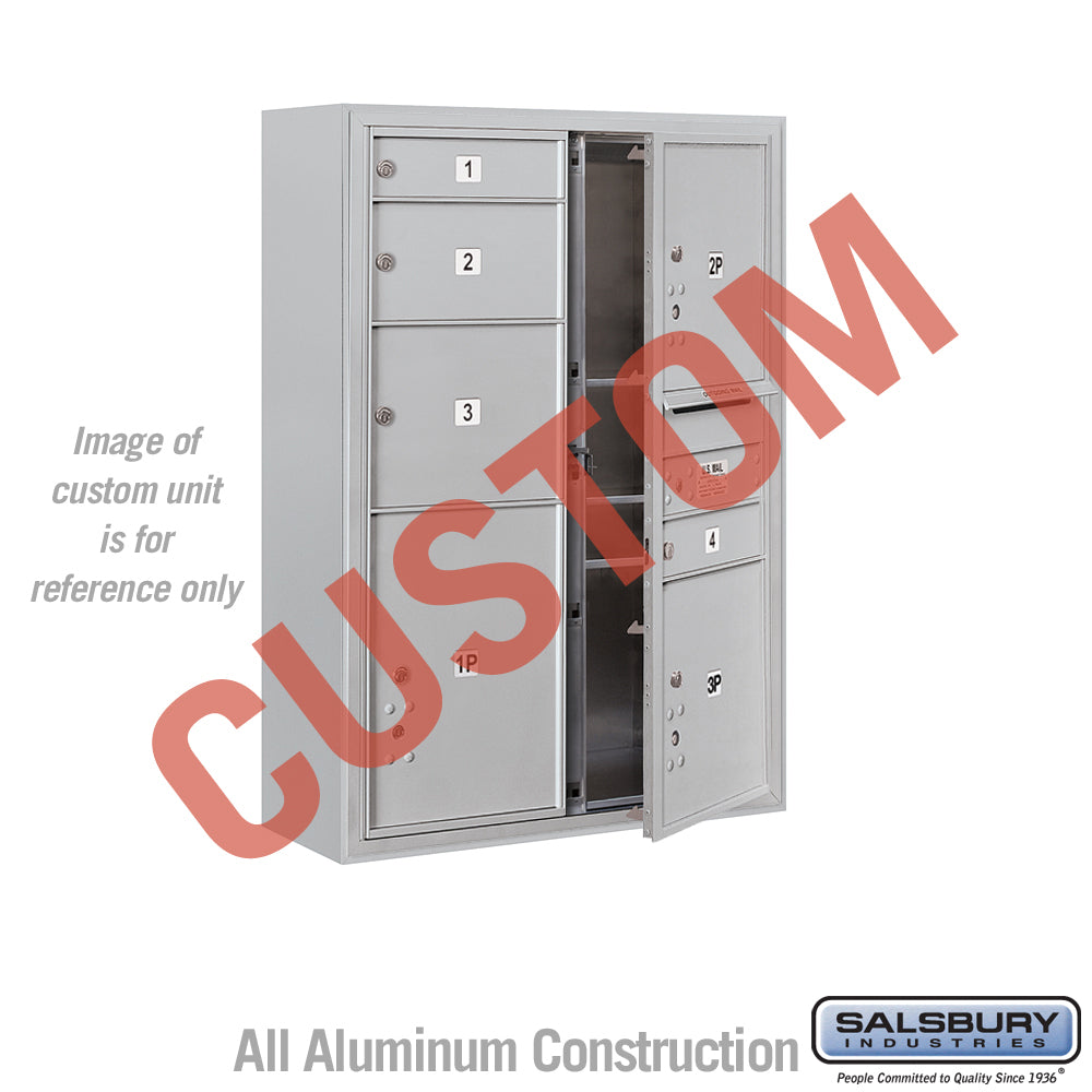 Surface Mounted 4C Horizontal Mailbox Unit - 11 Door High, Double Column, Aluminum, Front Loading