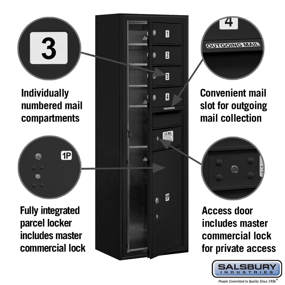 11-Door High Surface Mounted Mailbox with Parcel Locker in Black