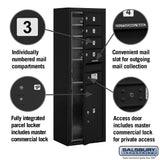 11-Door High Surface Mounted Mailbox with Parcel Locker in Black