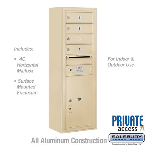 11 Door High Surface Mounted 4C Horizontal Mailbox with Parcel Locker in Sandstone
