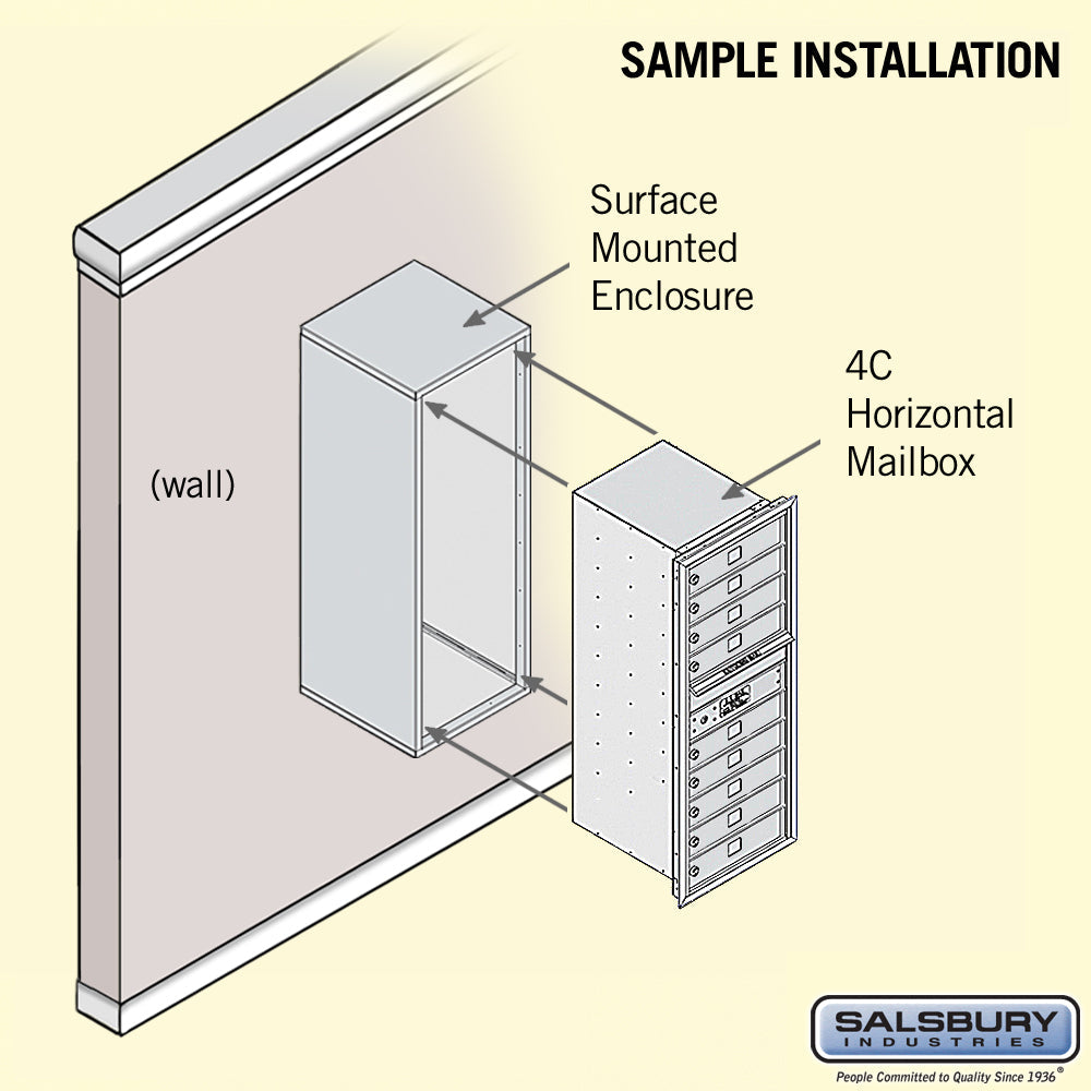11 Door High Surface Mounted 4C Horizontal Mailbox with Private Access