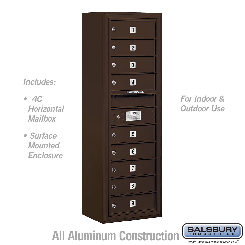 11-Door High Surface Mounted Bronze Mailbox with USPS Access