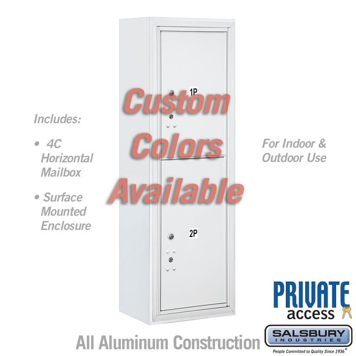 Surface Mounted 4C Horizontal Mailbox Unit - 11 Door High - Single Column - Custom Color - Front Loading - Private Access