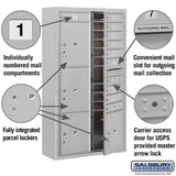 Maximum Height Surface Mounted 4C Horizontal Mailbox with 10 Doors and 4 Parcel Lockers